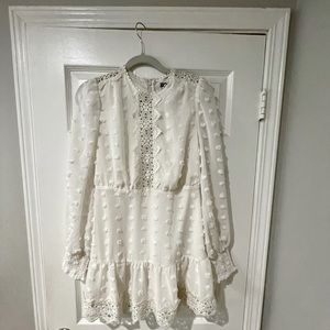 Live by Design- Rina Dotted Chiffon Lace Trim Dress